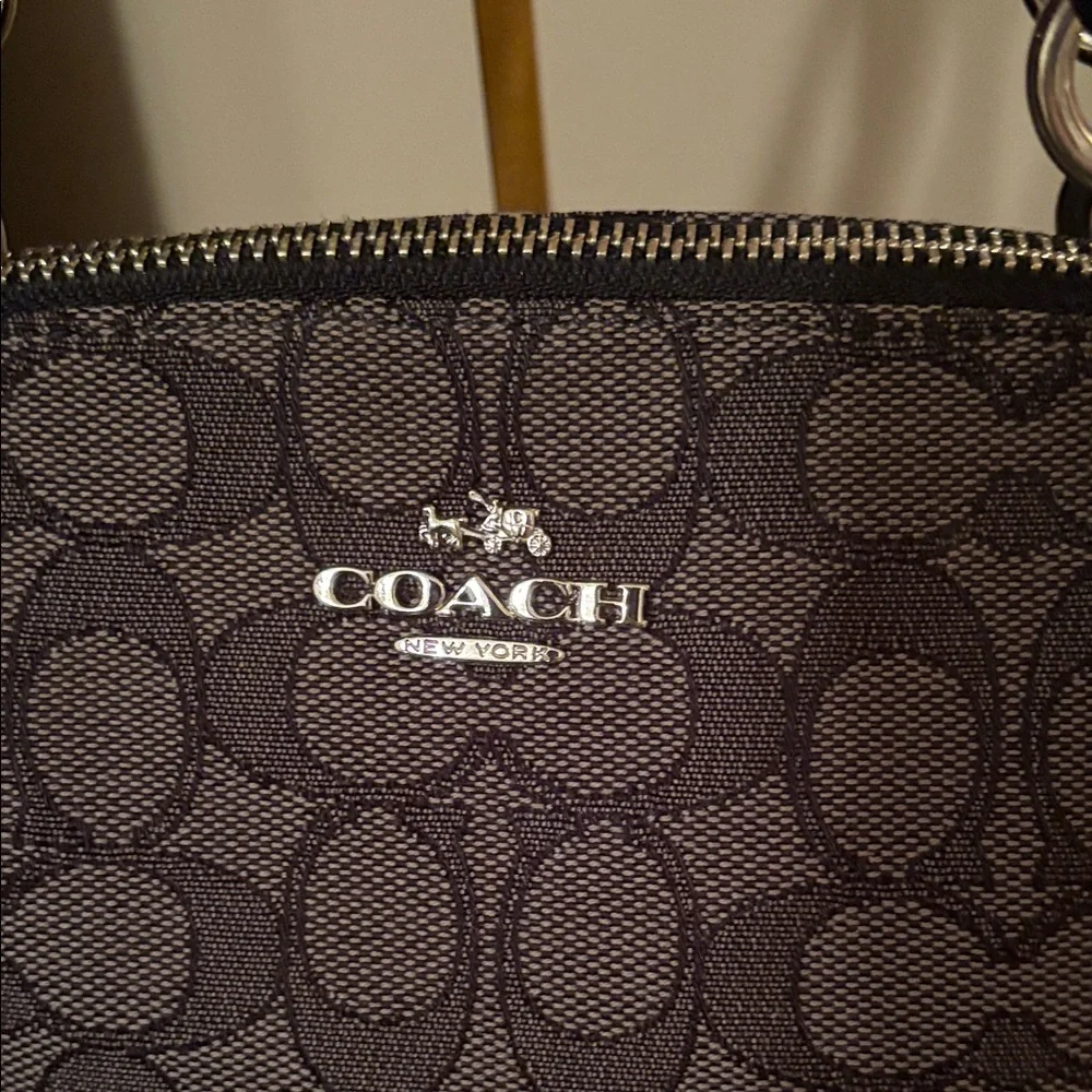 Coach small Kelsey satchel signature jacquard canvas with black leather trim - Picture 2 of 14